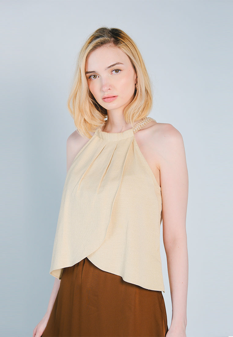 Nobleza Fredrinn Sleeveless Top  (Beige)