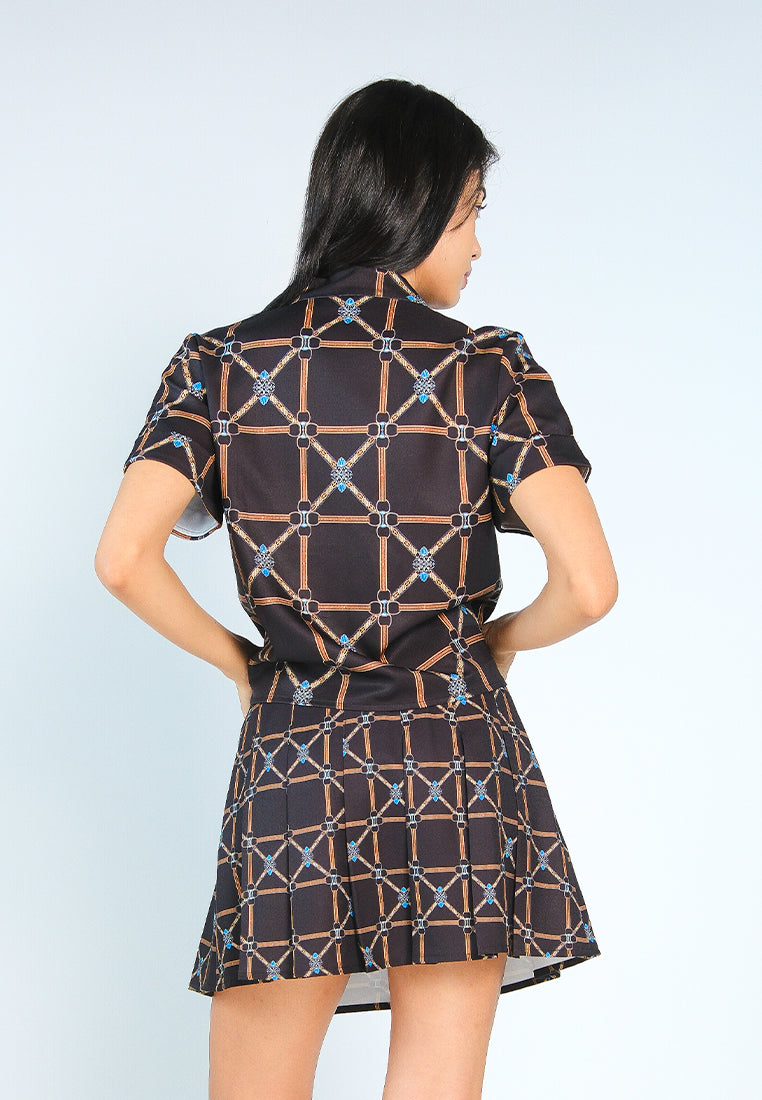 Nobleza Fremont Short Sleeve Top (Printed Black)