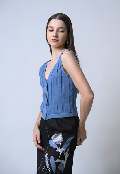 Frisky Sleeveless Top (Light Blue)