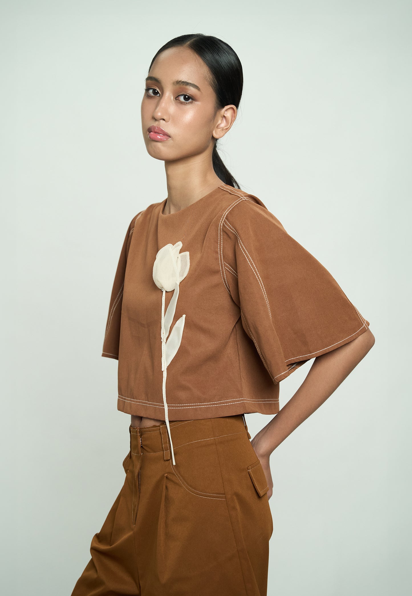 Gabriele Short Sleeve Top (Toffee)