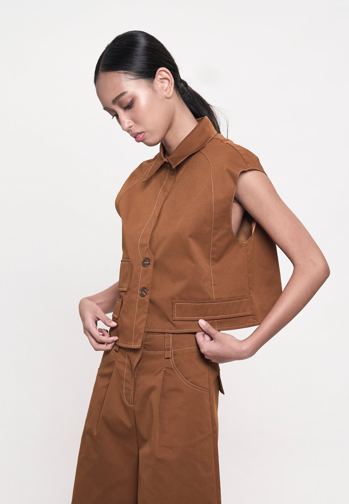 Gaella Extended Sleeve Top (Toffee)