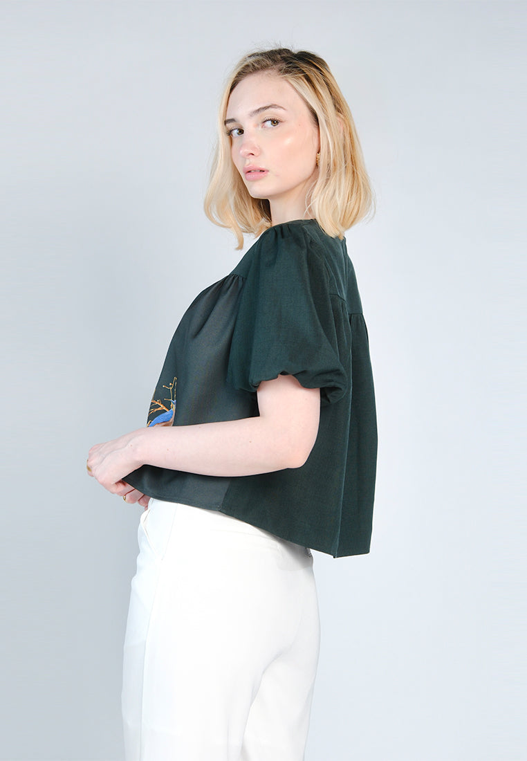 Nobleza Galen Short Sleeve Top (D.Green)