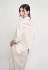 Gambry Quarter Sleeve Top (Striped Cream)