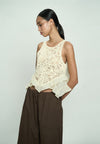 Gandham Sleeveless Top (Cream)