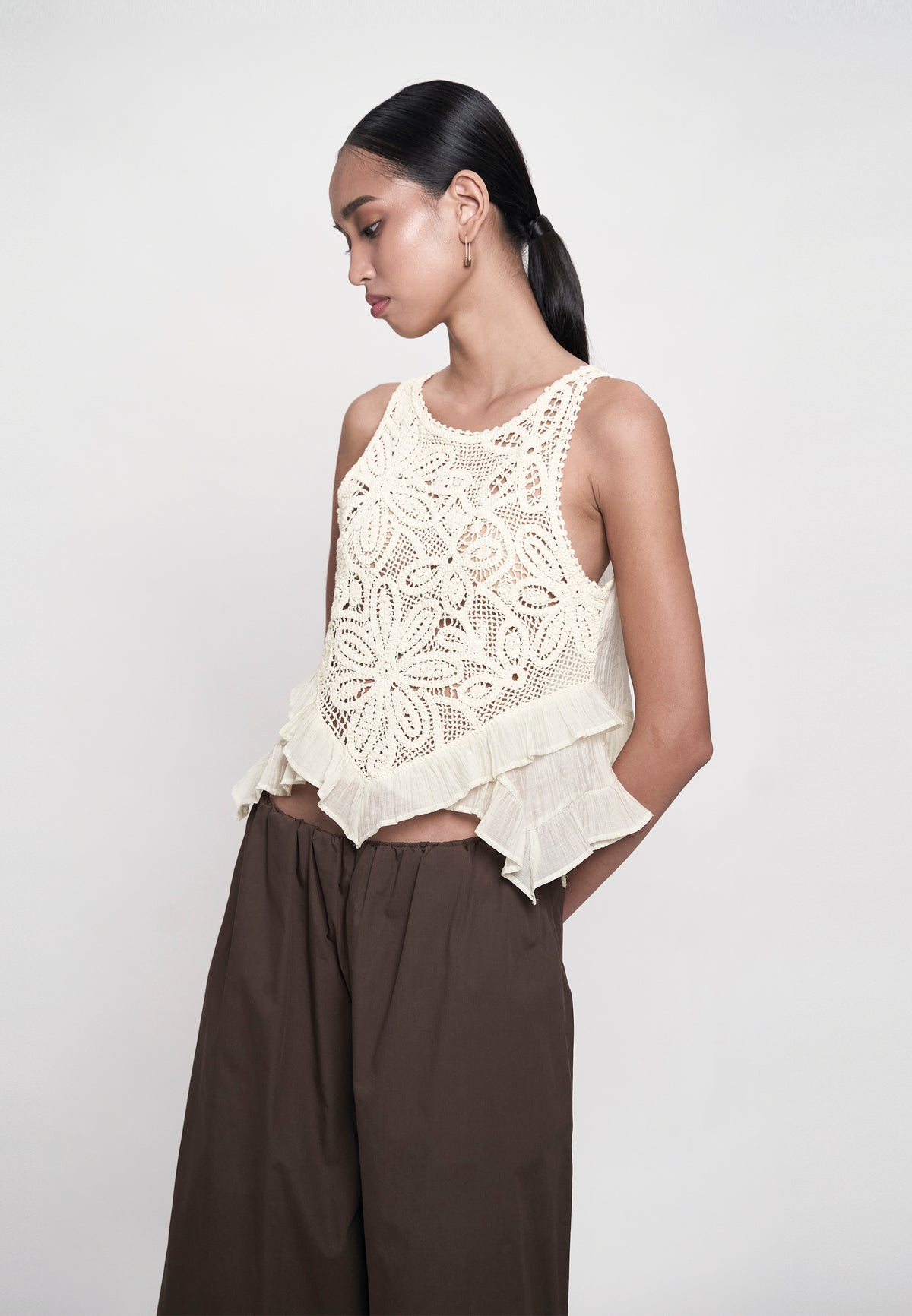Gandham Sleeveless Top (Cream)