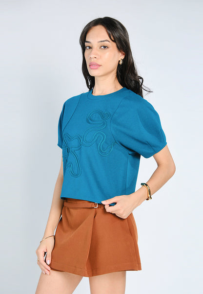Nobleza Garner Short Sleeve Top (Teal)