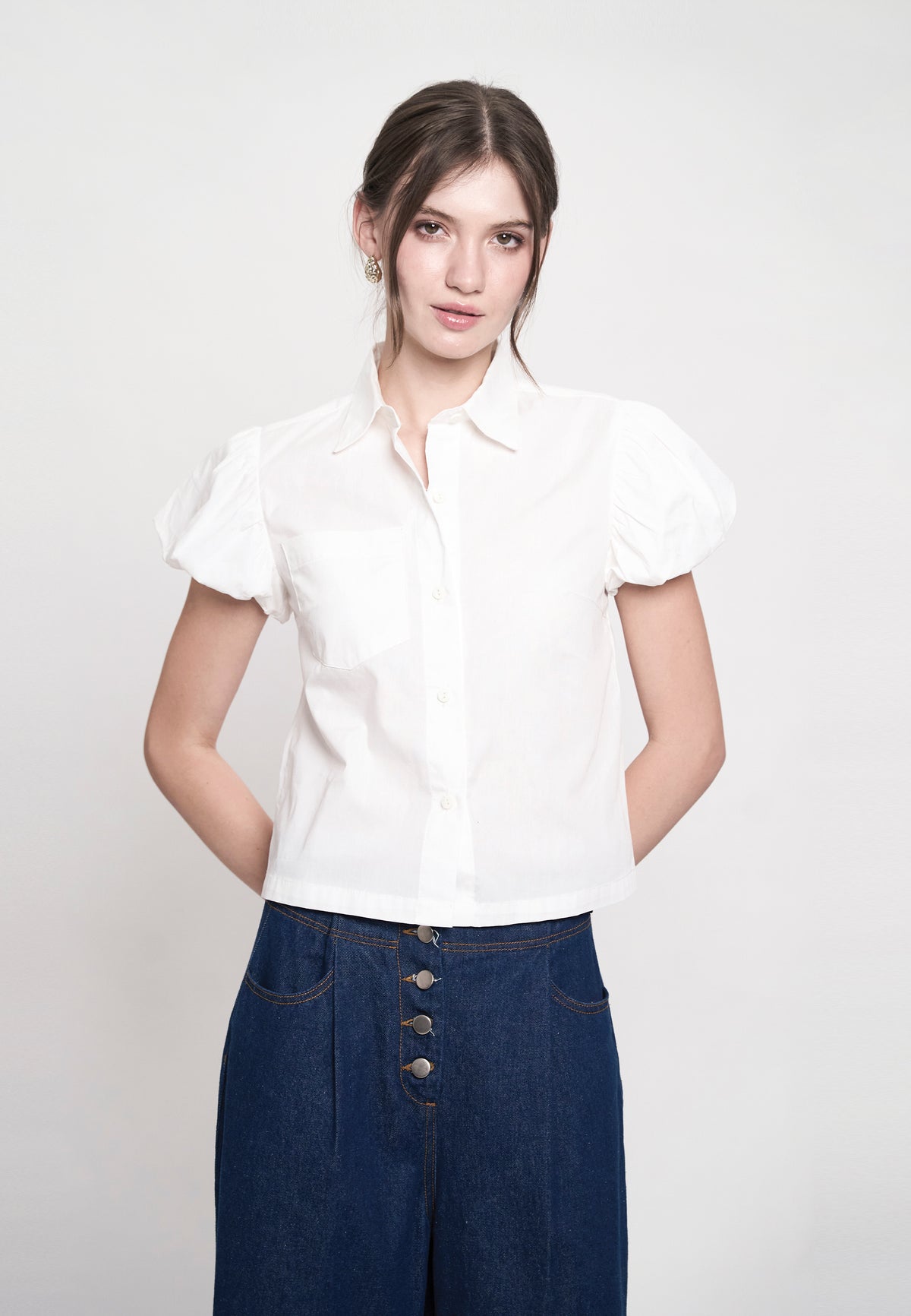 Gemma Shorts Sleeve Top (Offwhite)