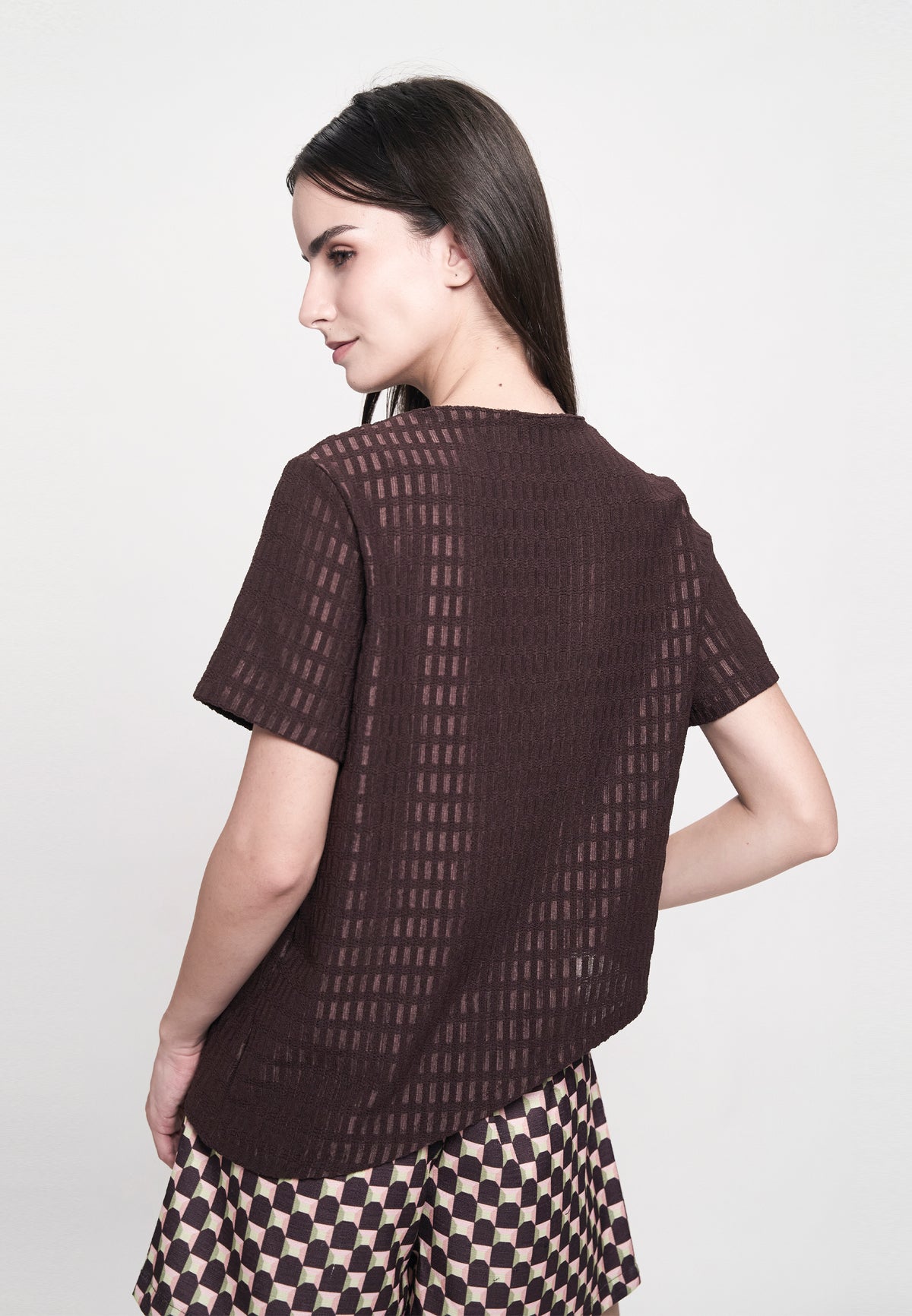 Gentry Short Sleeve Top (Brown)