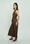 Giann Sleeveless Pantsuit W/ Scarf (Brown)