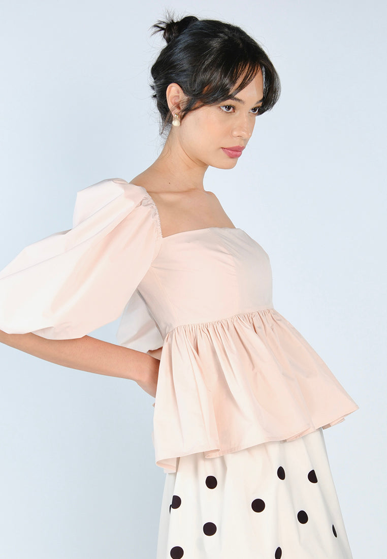 Mark Bumgarner X Vania Romoff For Plains & Prints Gia Short Sleeve Top (Blush)