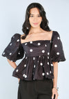 Mark Bumgarner X Vania Romoff For Plains & Prints Gia Short Sleeve Top (Polkadot)