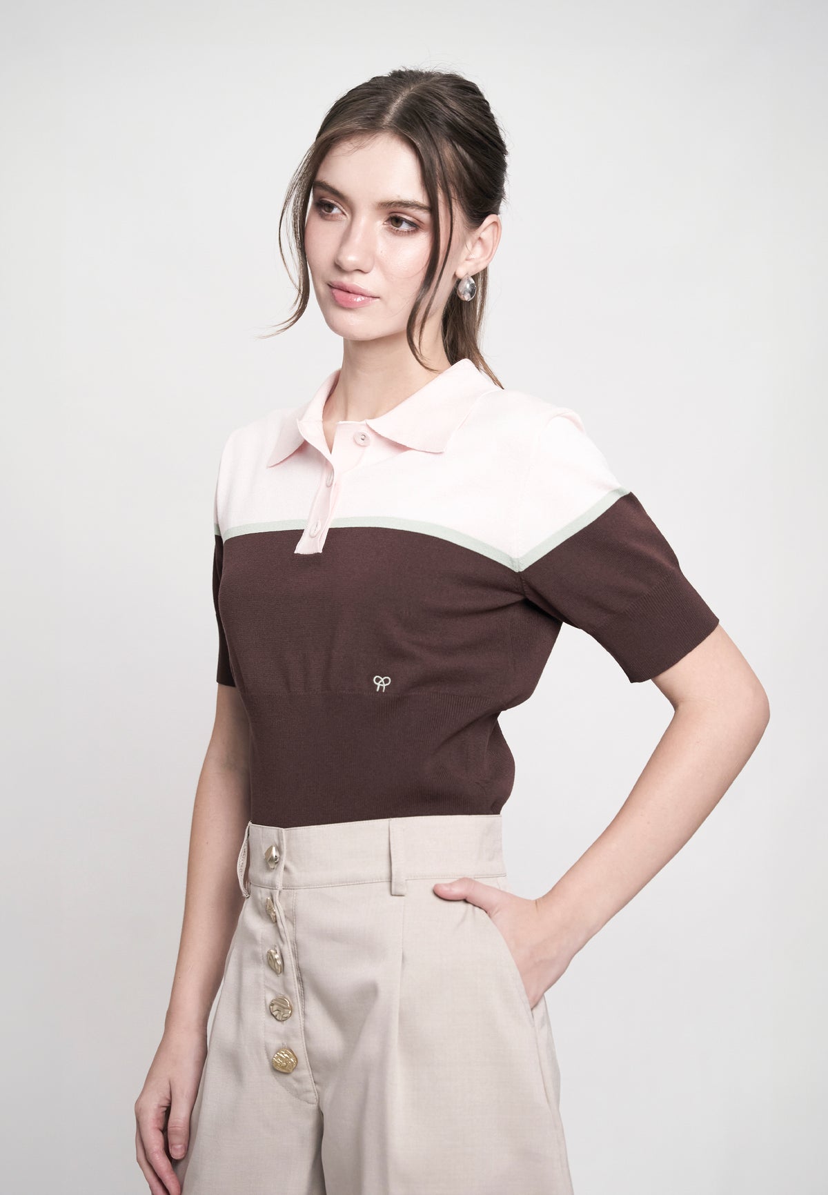 Giffy Short Sleeve Top (Pink/Brown)