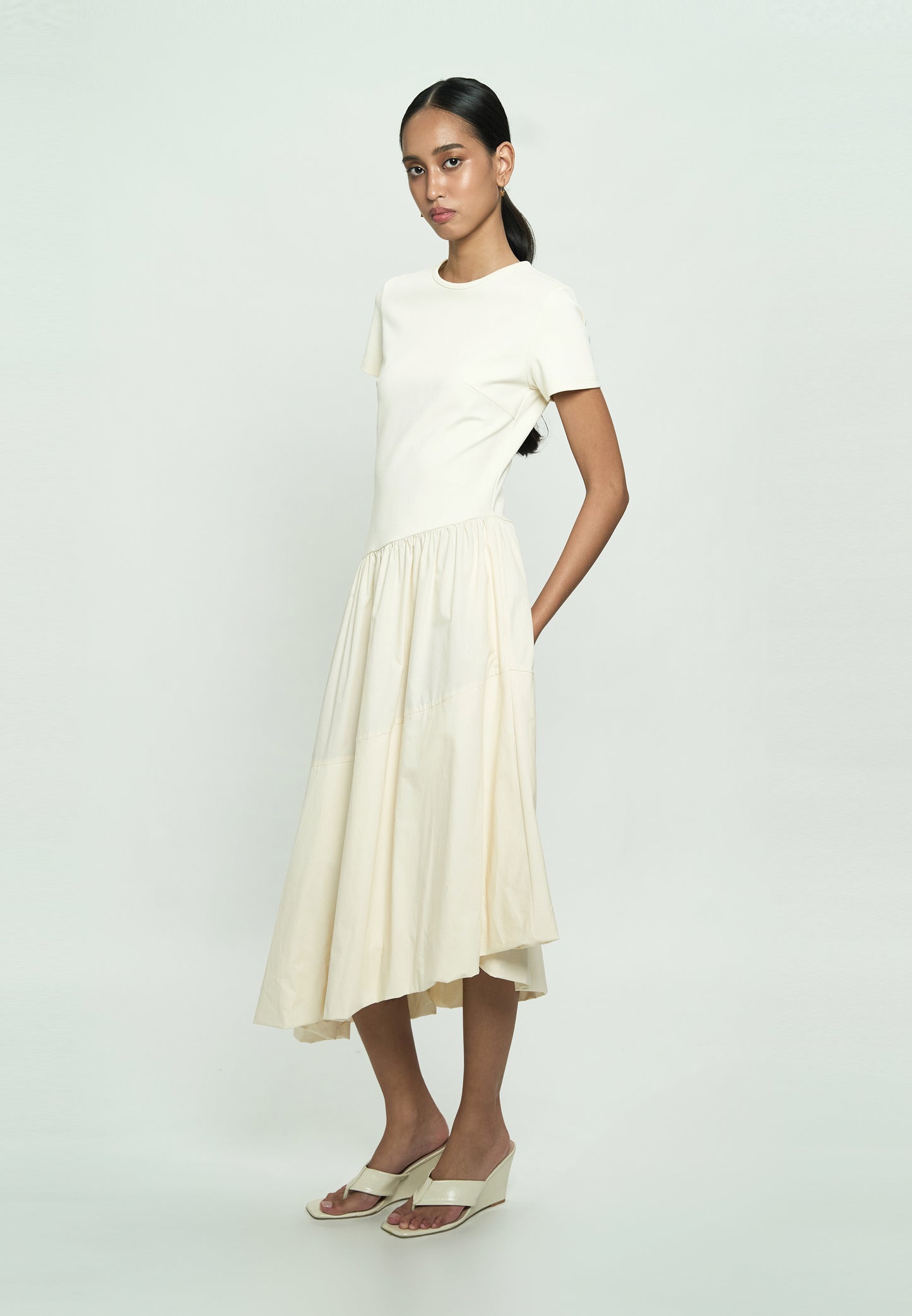 Ginc Short Sleeve Dress (Cream)