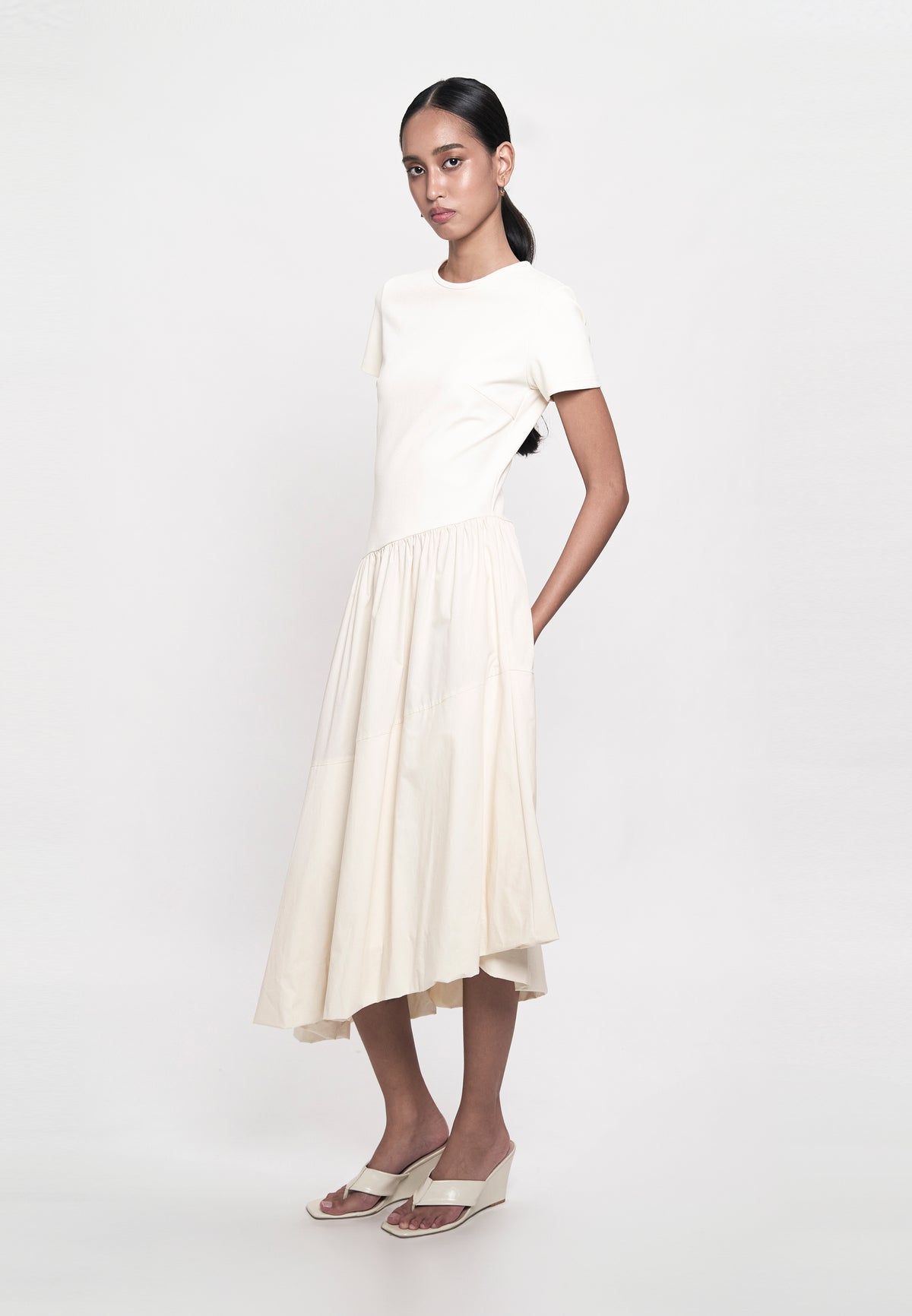 Ginc Short Sleeve Dress (Cream)