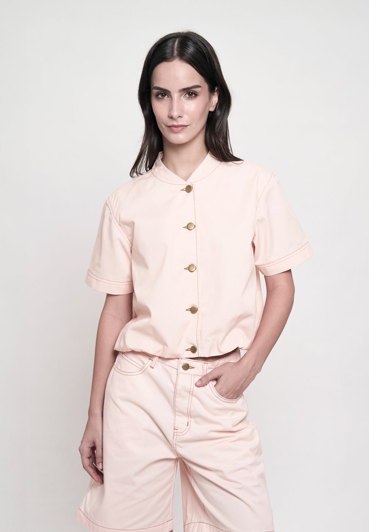 Glydel Short Sleeve Top (Light Pink)