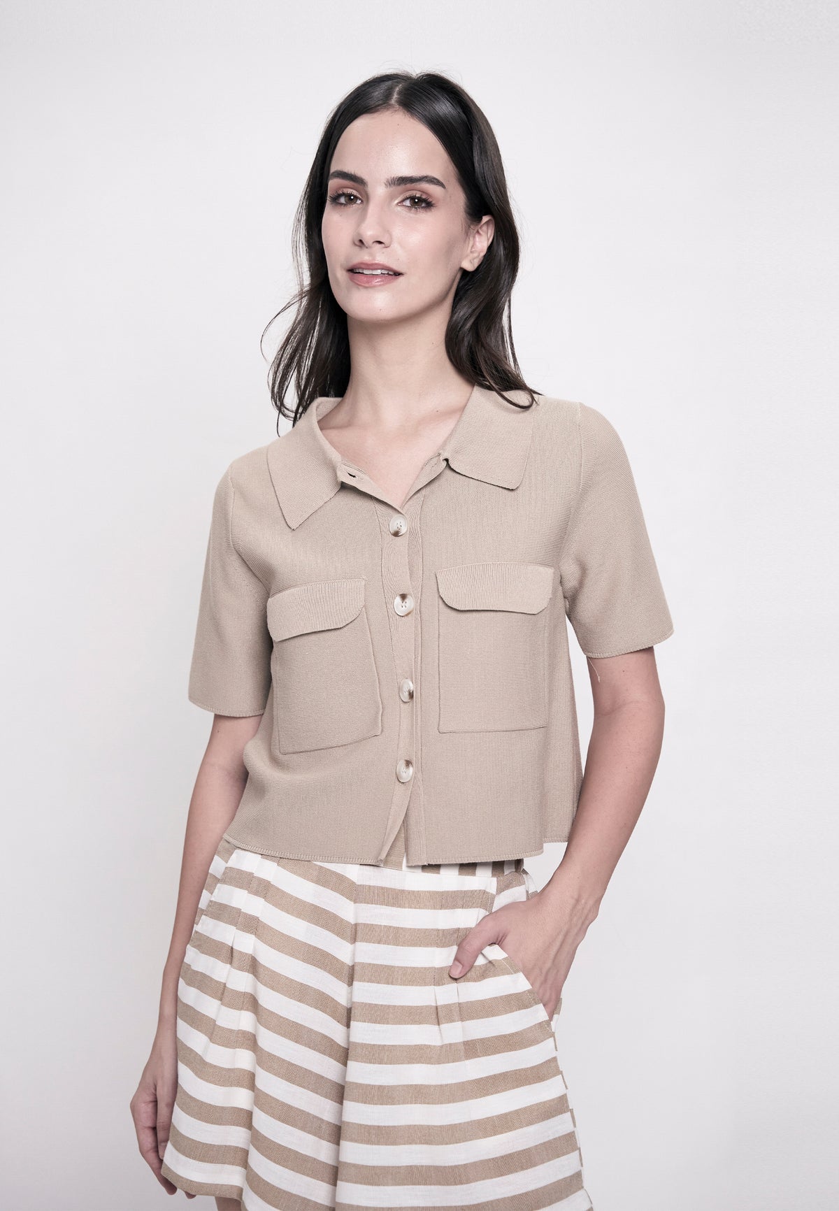 Guanna Short Sleeve Top (Taupe)