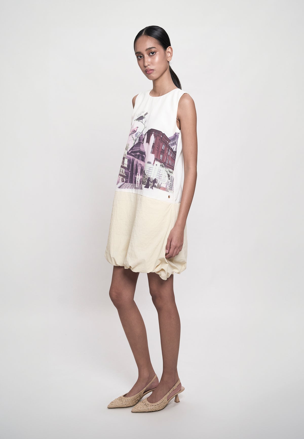 Gwynete Sleeveless Dress (Spot Print Cream)