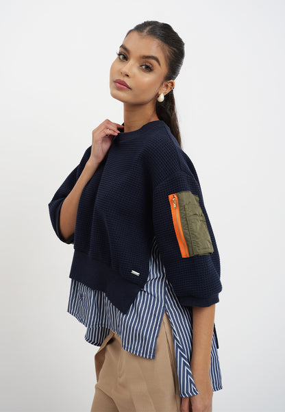 Raf Hadley Quarter Sleeve Top (Navy)