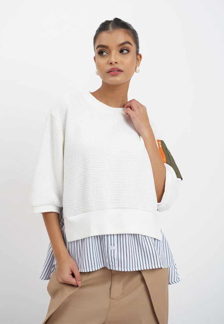 Raf Hadley Quarter Sleeve Top (White)