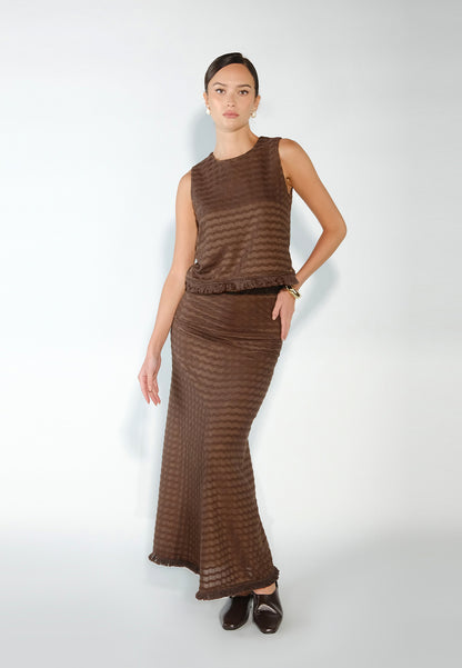 Sari- Sari Hanabi Sleeveless Top (Brown)
