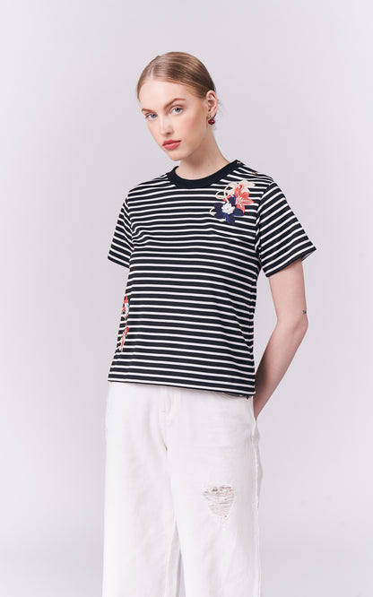 DNM Studios Hanvika Short Sleeve Top (Blk/Wht)