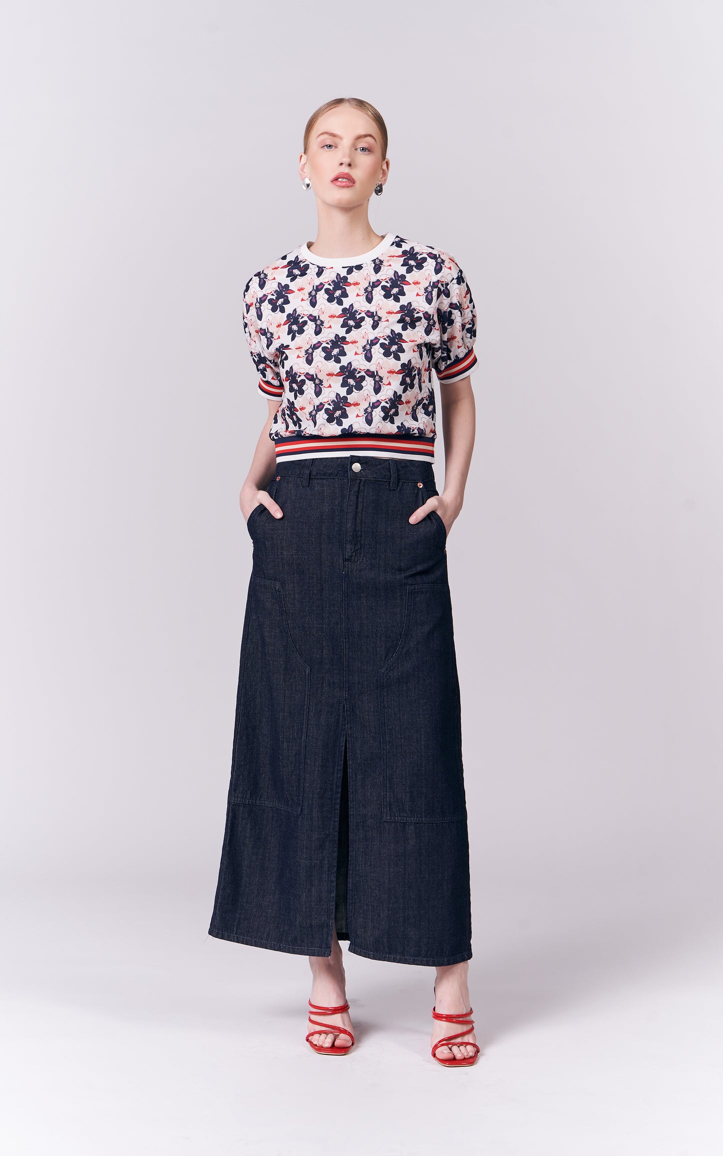 DNM Studios Harmonee Denim Skirt (Mid.Blue)