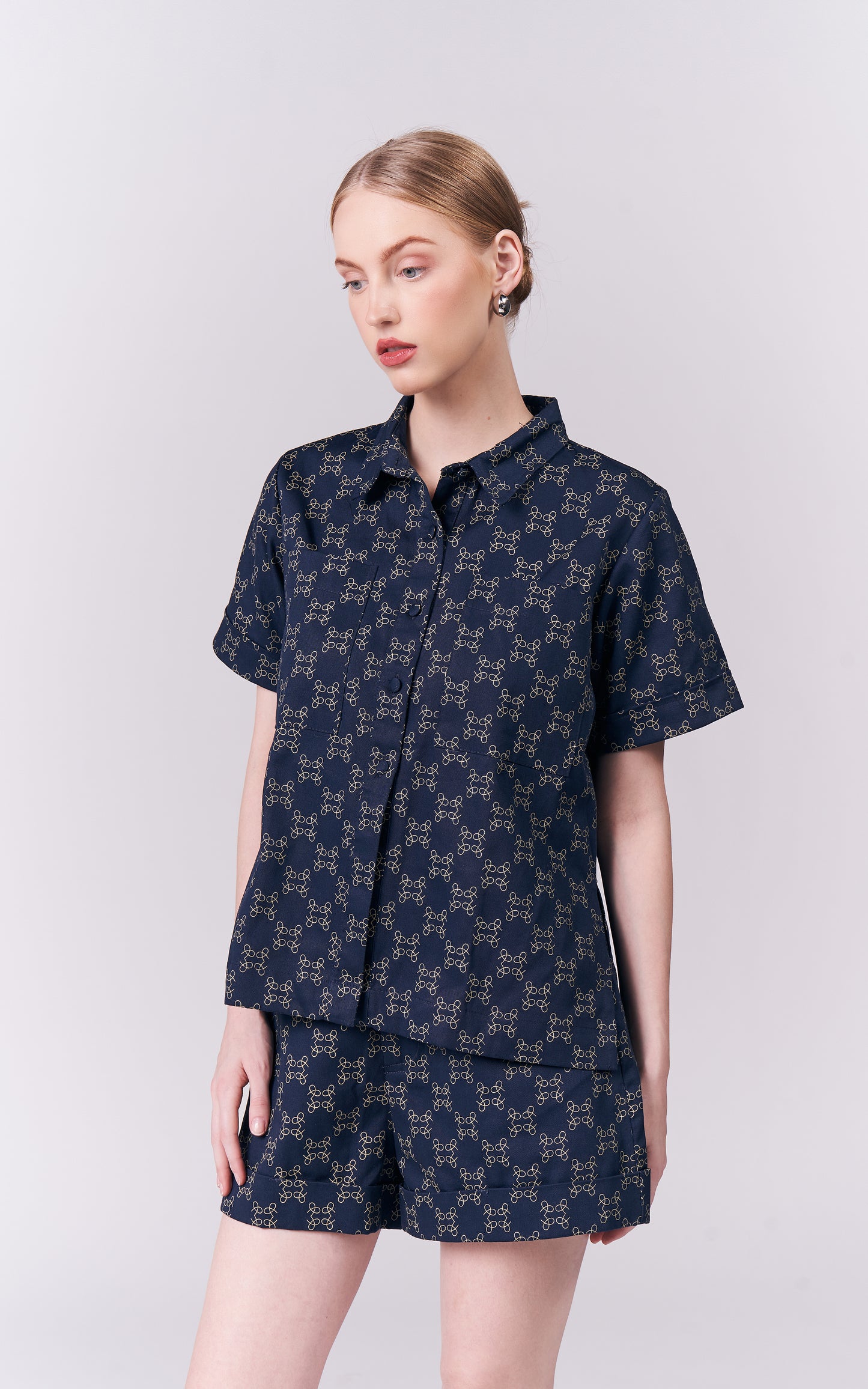 DNM Studios Hariette Short Sleeve Top (P. Navy)