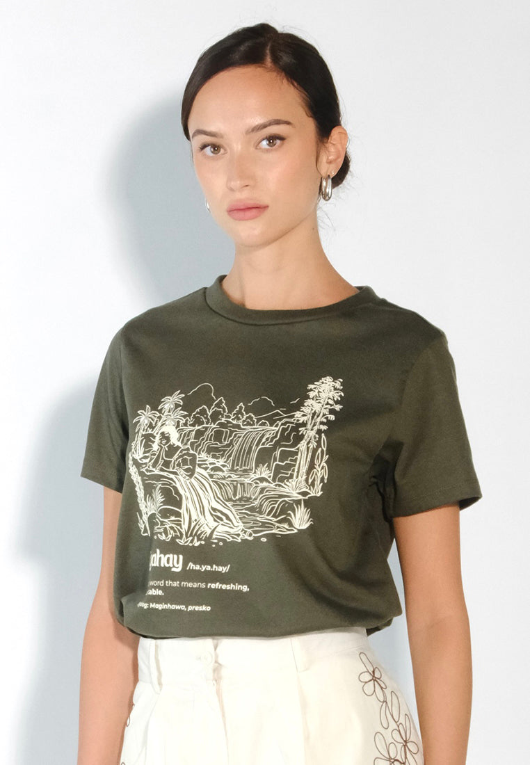 Culturatees Hayahay Short Sleeve Shirt Top  (Olive Green)