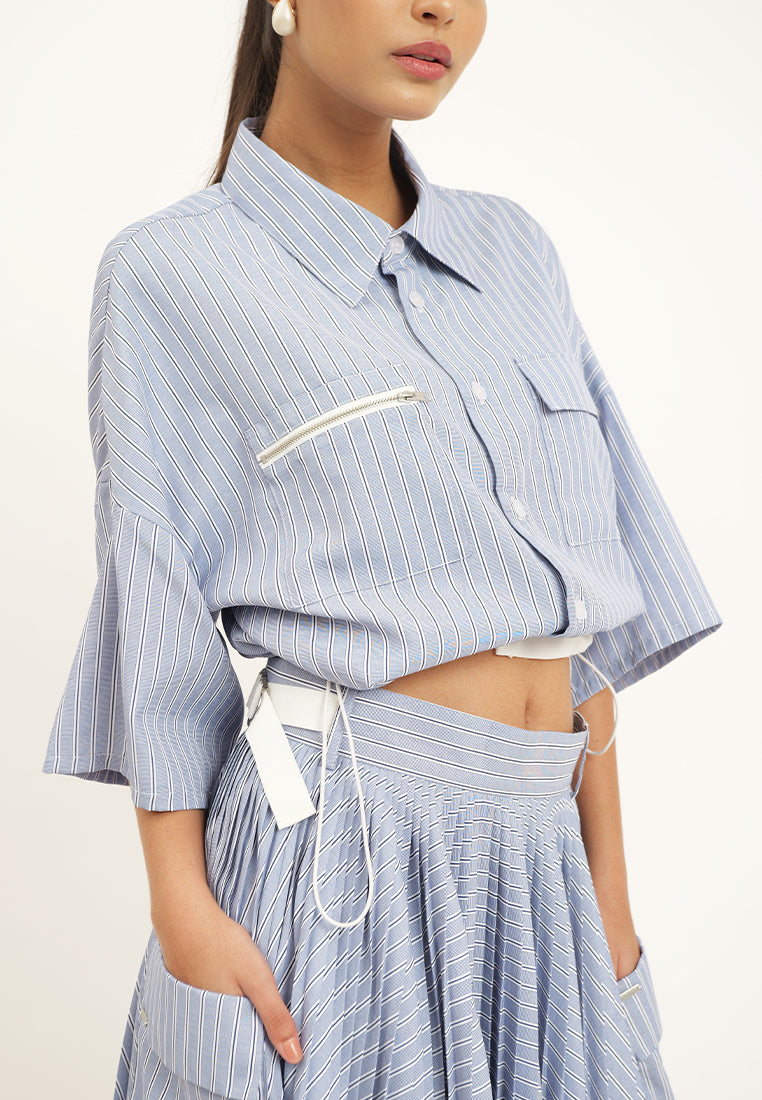 Raf Heron Short Sleeve Top (Blue/White)