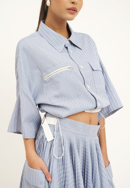 Raf Heron Short Sleeve Top (Blue/White)