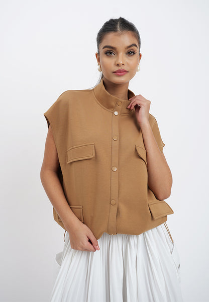 Raf Holt Extended Sleeve Top (Camel)