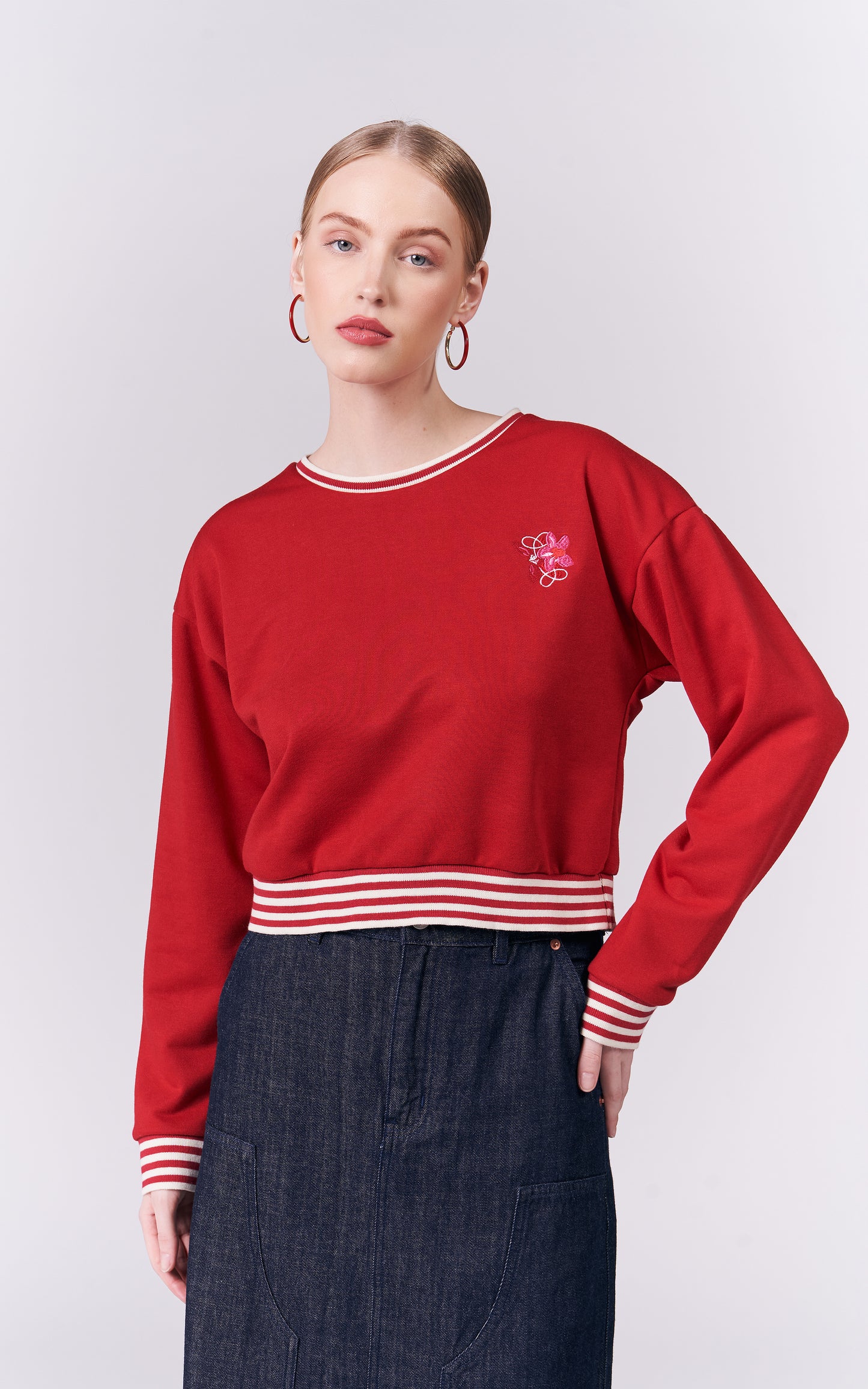 DNM Studios Horizon Long Sleeve Pullover Top (Red)