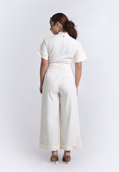 Archetype Travel Houston Short Sleeve Pantsuit  (Cream)