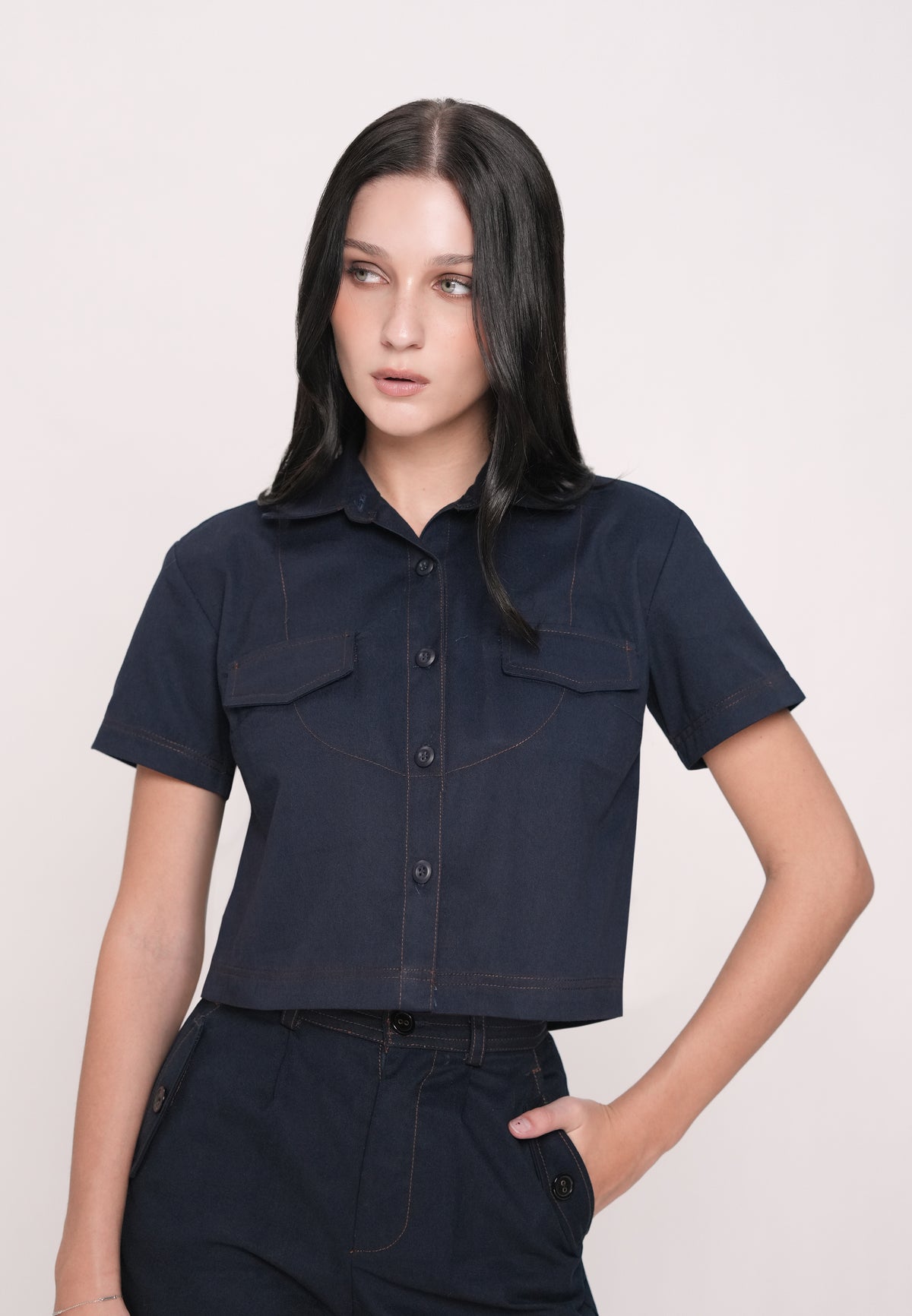 Howell Short Sleeve Top (Navy)