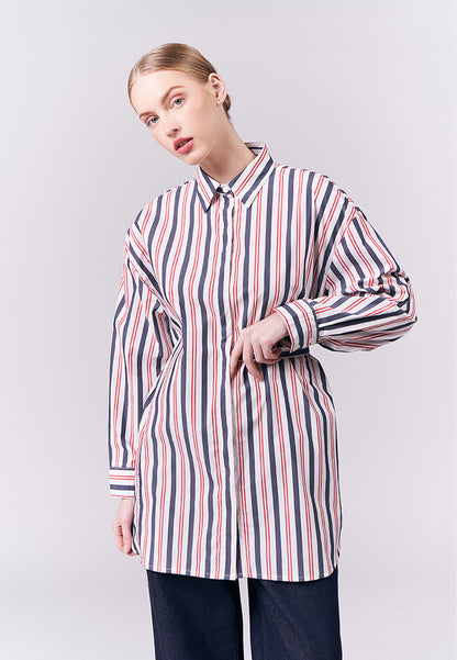 DNM Studios Humphrey Long Sleeve Tunic Top (Red & White)