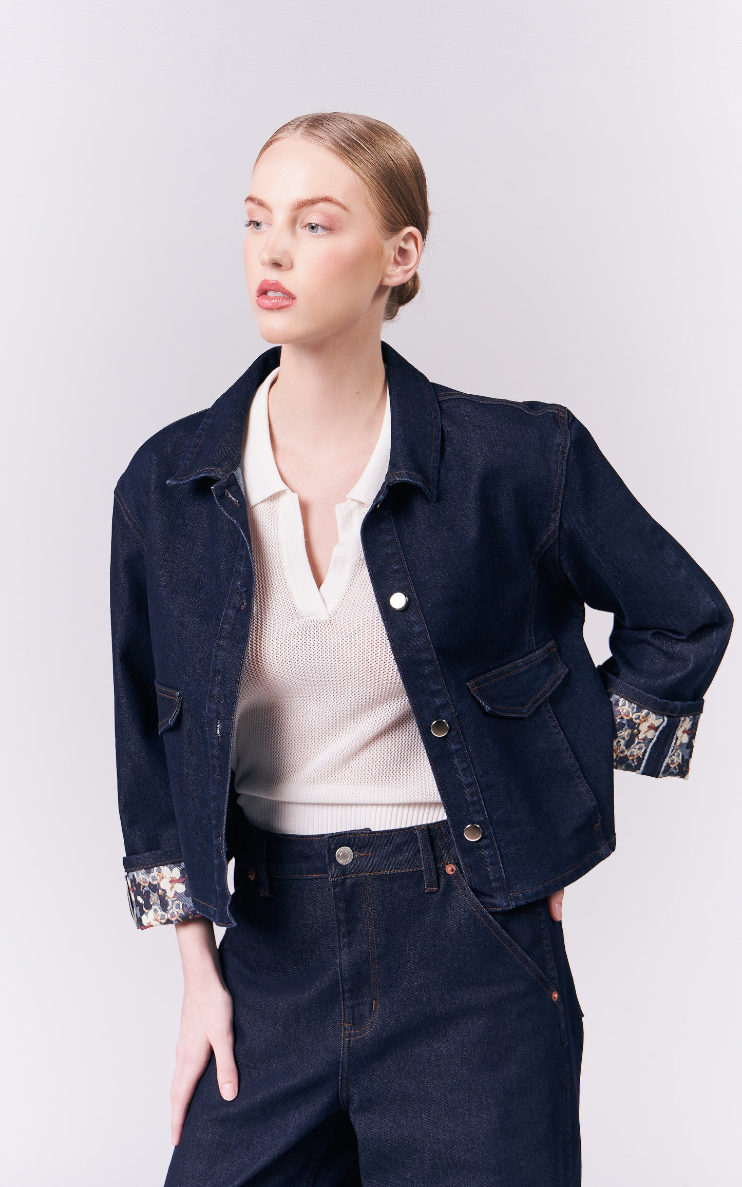 DNM Studios Hyacine Denim Long Sleeve Jacket (Mid.Blue)