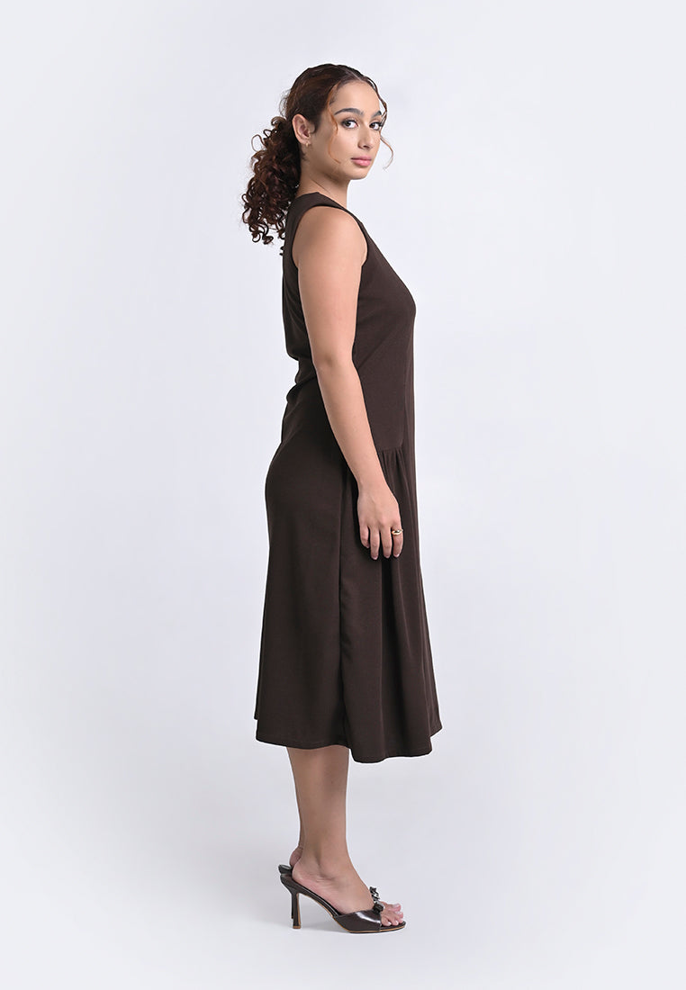 Archetype Travel Hyden Sleeveless Dress (Choco Brown)