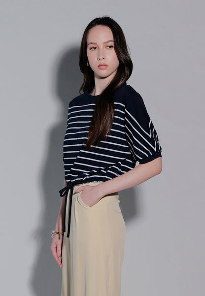 Holiday 2025 Idhaya Short Sleeve Top (Striped Navy)