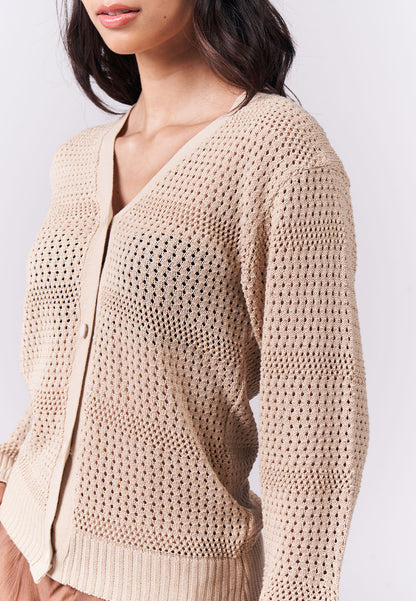 Irene Long Sleeve Jacket Top (Tan)
