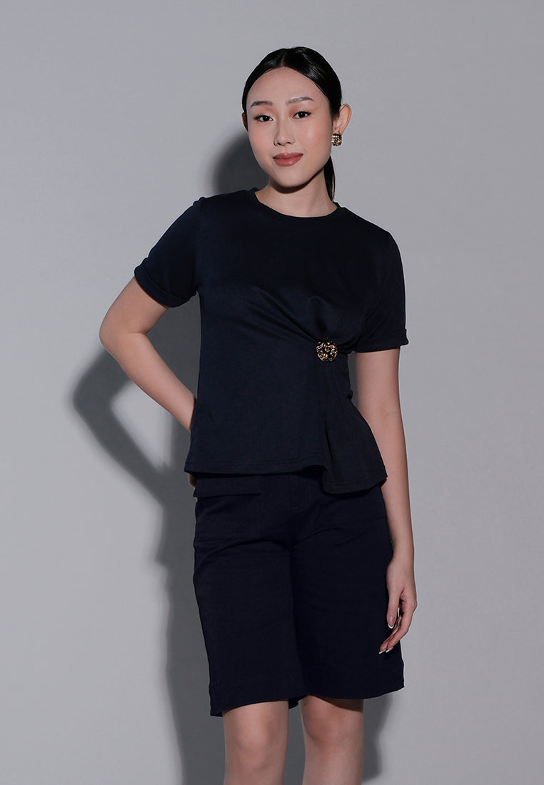 Holiday 2025 Irinna Short Sleeve Top (Navy)
