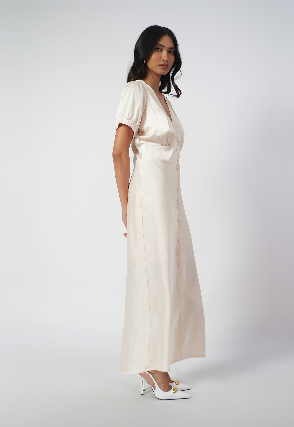 Raf Isabelle Short Sleeve Dress  (Cream)