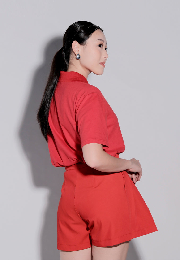 Holiday 2025 Isha Short Sleeve Sportshirt Top (Red)