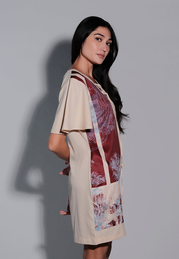 Islander Short Sleeve Dress (Printed Beige)