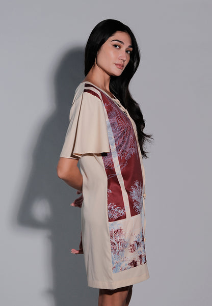 Islander Short Sleeve Dress (Printed Beige)
