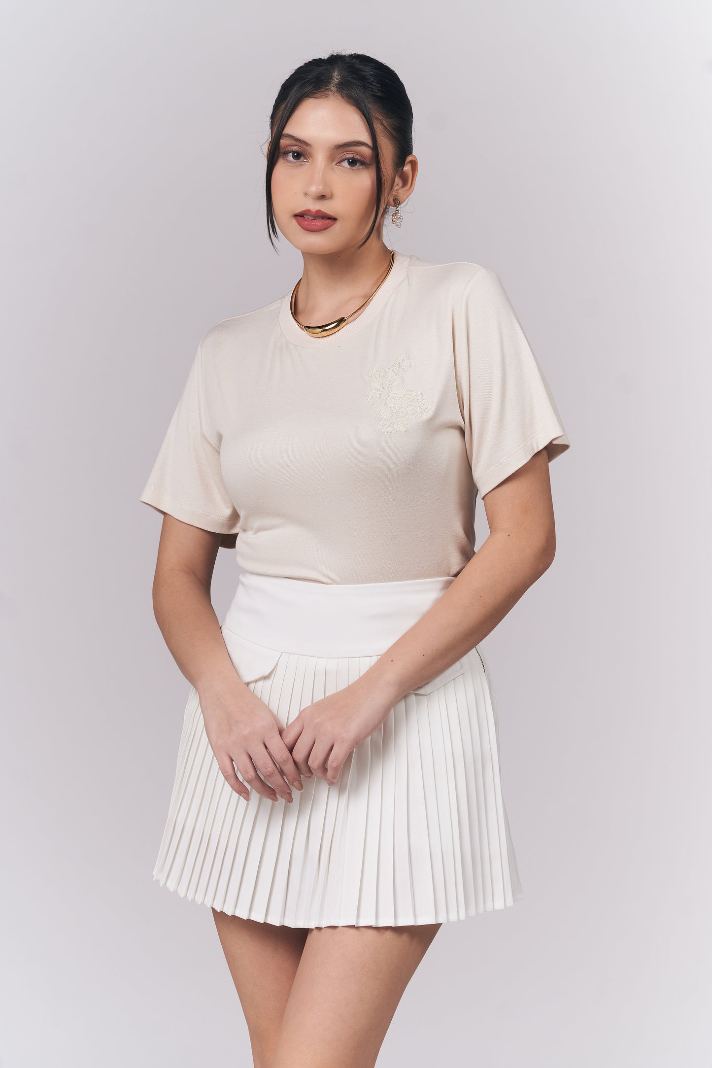 Jacey Short Sleeve Top (Cream)