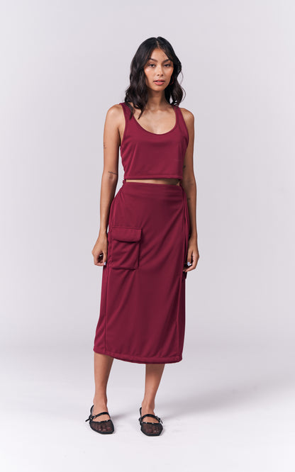 Jazmine Sleeveless And Skirt (Burgundy)