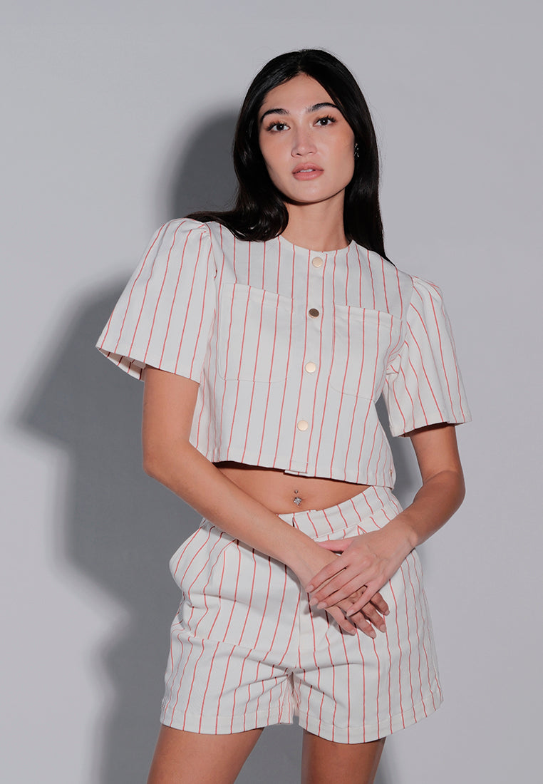 Holiday 2025 Jentrie Short Sleeve Top (Red/White)