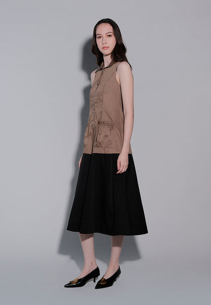 Holiday 2025 Jhanna Sleeveless Dress  (Khaki Black)