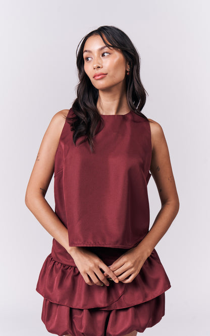 Jianna Sleeveless Top (Burgundy)