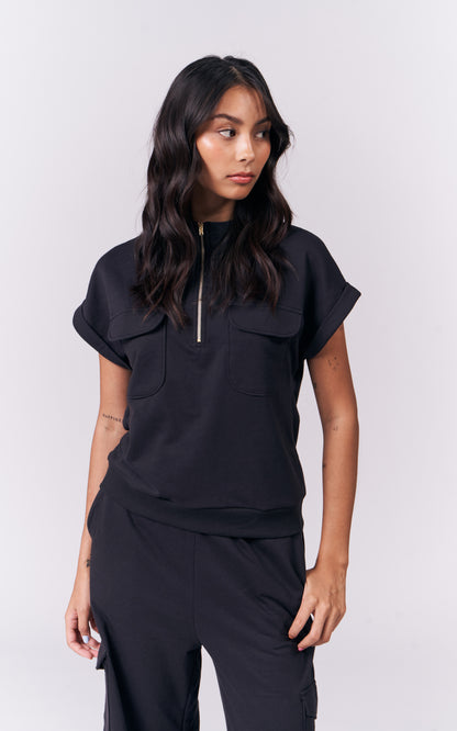 Jishie Short Sleeve Top (Black)